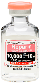 Heparin Sodium Injection, USP 10,000 USP units per 10 mL SDV